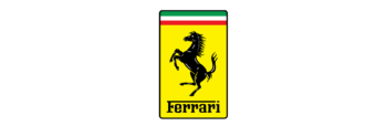 Logo da Ferrari com cavalo empinado e nome da marca