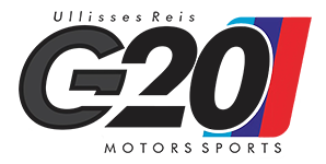 Logo G20 Motors Sports com texto "Ullisses Reis" e cores automotivas